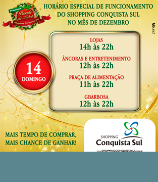 Horário Especial de Funcionamento no dia 14/12